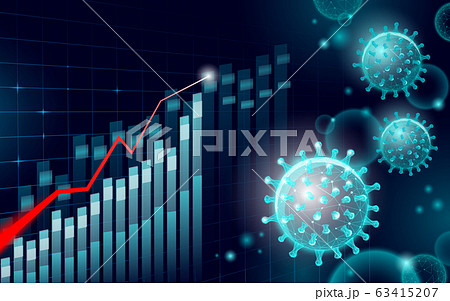 Growing graph coronavirus stats. Infection pneumonia hazard outbreak. 3D point low poly. International design. Against virus epidemic vector illustration 63415207