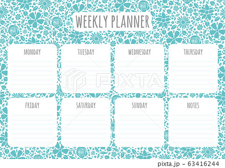 Weekly planner with background with flowers Weekly planner with background with flowers 63416244