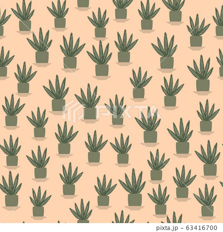 Cute cactus in pot seamless pattern. Vector Cute cactus in pot seamless pattern. Vector 63416700