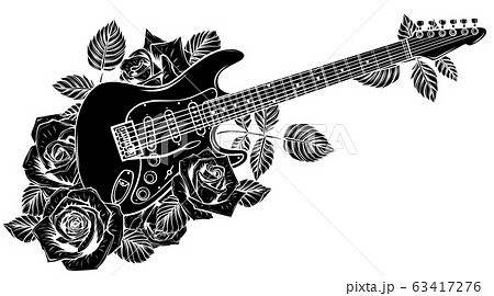 Silhouette Of A Classical Electro Guitar Vectorのイラスト素材