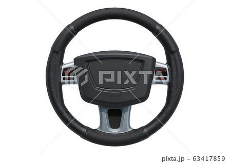 Steering wheel, front view. 3D rendering 63417859