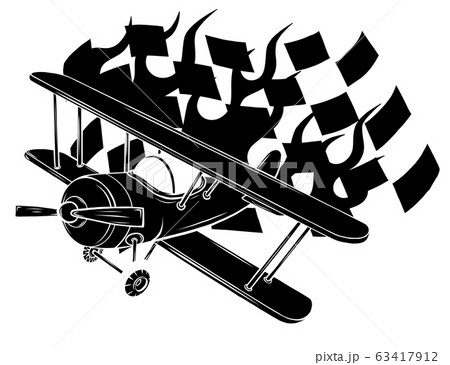 Retro flat looking plane and emblem with wings, flame and propeller vector Retro flat looking plane and emblem with wings, flame and propeller vector 63417912