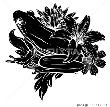 Silhouette Frog On Leaf Vector Illustration Imageのイラスト素材