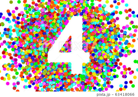 Number 4 from colored confetti. 3D rendering 63418066