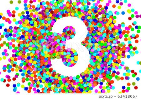 Number 3 from colored confetti. 3D rendering 63418067