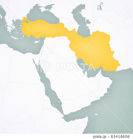 Map of Middle East - Turkey and Iran 63418606