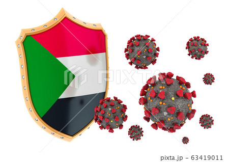 Protection of Sudan from coronavirus. 3D rendering 63419011