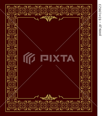 Gold ornament on dark background. Can be used as invitation card. Vector illustration 63419623