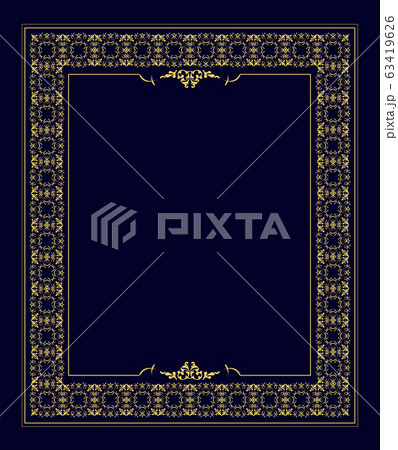 Gold ornament on dark background. Can be used as invitation card. Vector illustration 63419626