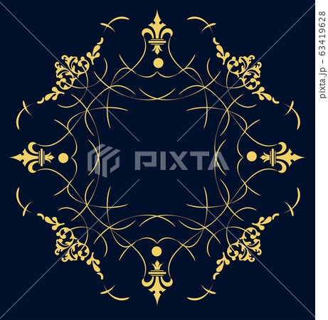 Gold ornament on dark background. Can be used as invitation card. Vector illustration 63419628