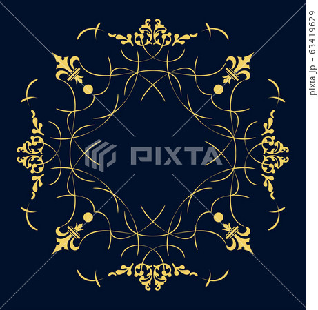 Gold ornament on dark background. Can be used as invitation card. Vector illustration 63419629
