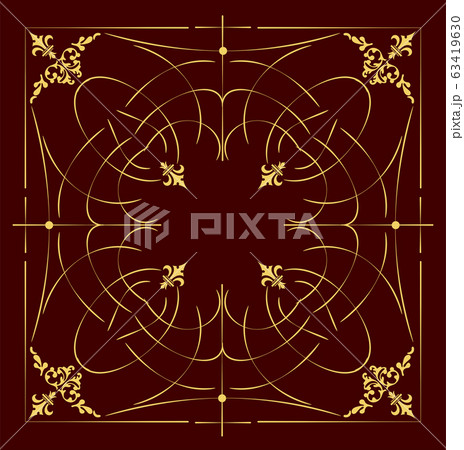 Gold ornament on dark background. Can be used as invitation card. Vector illustration 63419630