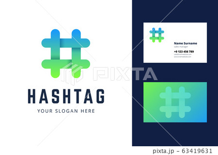 Hashtag logo and business card template. 63419631