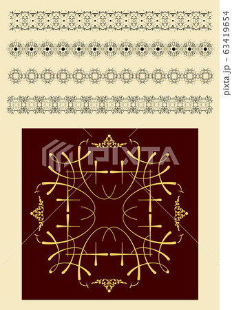 Gold ornament on dark background. Can be used as invitation card. Vector illustration 63419654