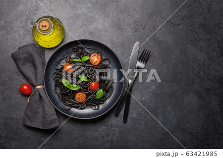 Black spaghetti pasta Black spaghetti pasta 63421985