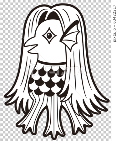 アマビエのイラスト モノクロ のイラスト素材