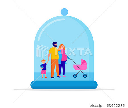 Stay at home, protect your family. Quarantine area concept, vector illustration 63422286