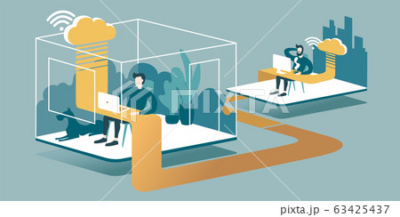 Remote work with cloud technology Remote work with cloud technology 63425437