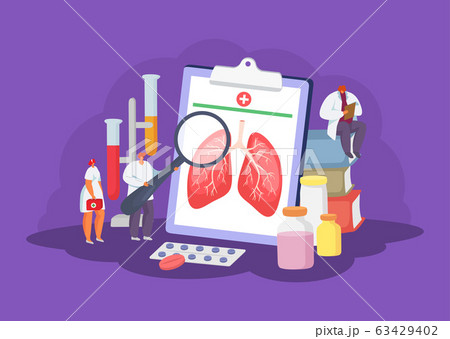 Lungs health care with doctors medical concept of diagnosis, healthcare and treatment vector illustration. 63429402