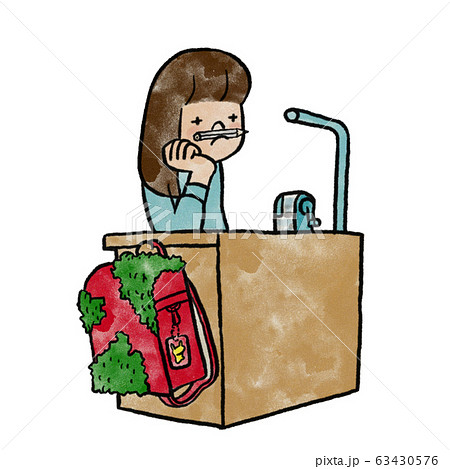 休校が続いてランドセルに苔が生えたのイラスト素材