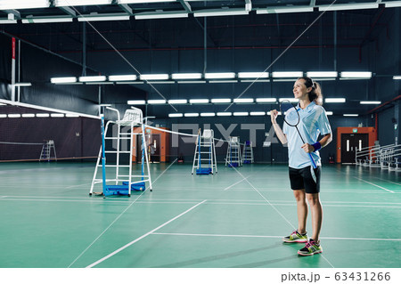 Badminton player celebrating victory Badminton player celebrating victory 63431266