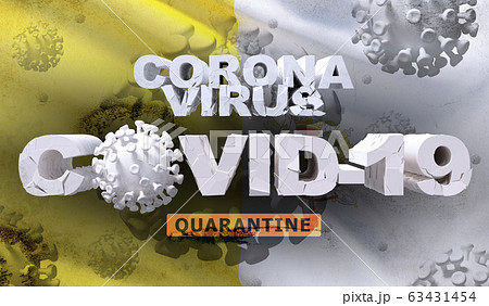 Waving national flag of Vatican City. Waved highly detailed close-up 3D render. 63431454