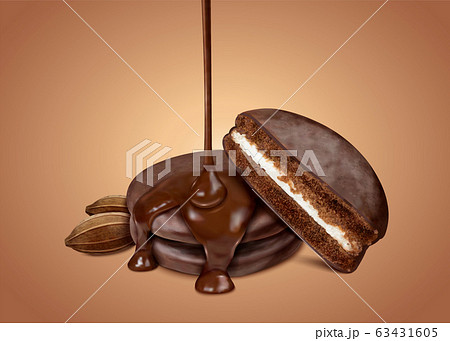 Choco Pie With Dripping Syrupのイラスト素材 63431605 Pixta