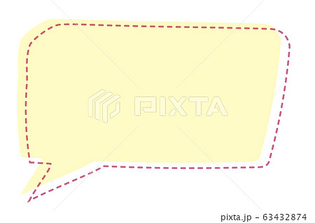 線画で描いたシンプルでファンシーなマンガの吹き出し コメントバルーン テキストボックス 四角のイラスト素材