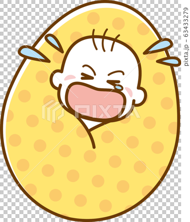 衣類に包まれて泣いている赤ちゃんのイメージイラスト 63433279