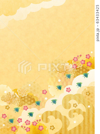 背景素材-金色和風空（たて）1テク 63433425