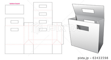 Handle paper bag with flap die cut template Handle paper bag with flap die cut template 63433598