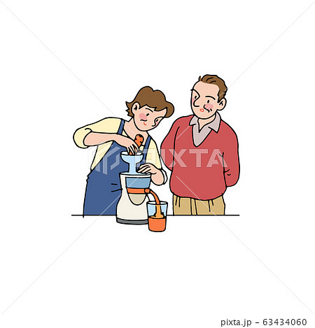 人参ジュースを作る奥さん 63434060