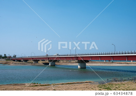 石川県白山市/手取川河口/川に架かる橋 美川大橋 石川県白山市/手取川河口/川に架かる橋 美川大橋 63434878