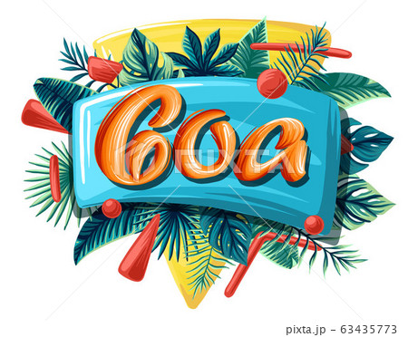 Goa tropical leaves bright banner orange letters Goa tropical leaves bright banner orange letters 63435773