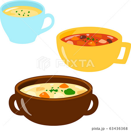 洋風のスープのイラストセット のイラスト素材