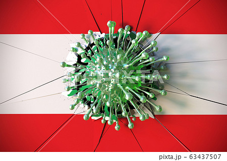 Virus breaks wall with flag of Lebanon. Coronavirus outbreak related conceptual 3D rendering Virus breaks wall with flag of Lebanon. Coronavirus outbreak related conceptual 3D rendering 63437507
