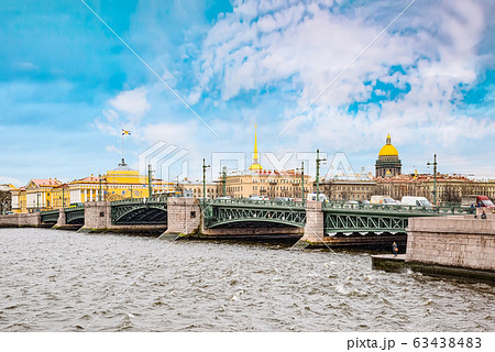 Drawbridge Palace Bridge in day time. Saint Drawbridge Palace Bridge in day time. Saint 63438483