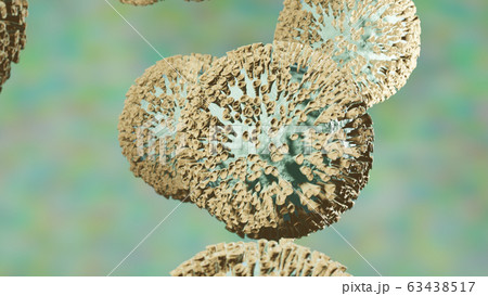 Corvid 19 new strain moves inside human on blurred background, 3D rendering 63438517