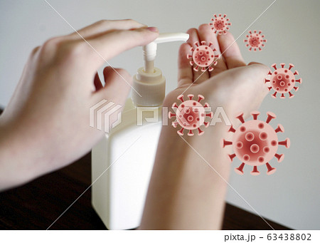 アルコール消毒　ウイルス対策 63438802