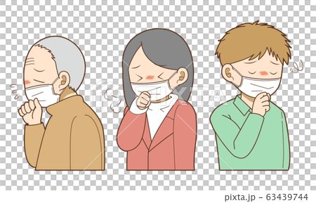 People coughing wearing masks - Stock Illustration [63439744] - PIXTA