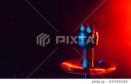 metal hookah shisha bowl with hot coals and sparks 63440184