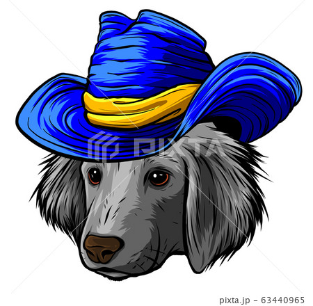 vector serious cartoon hipster dog Labrador Retriever in a gray silk hat vector serious cartoon hipster dog Labrador Retriever in a gray silk hat 63440965