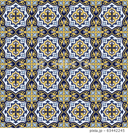 Abstract floral seamless pattern. Geometric asian ornament. 63442245