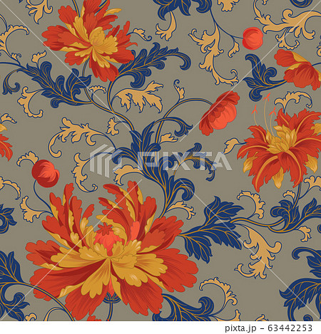 Floral pattern. Flower seamless background. 63442253