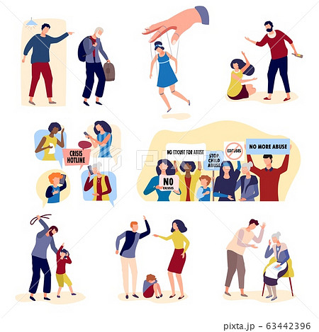 Collection of violence with people on character conflict hand drawn vector illustration isolated on white. Collection of violence with people on character conflict hand drawn vector illustration isolated on white. 63442396