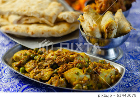 Chicken jalfrezi and chicken curry with various Chicken jalfrezi and chicken curry with various 63443079