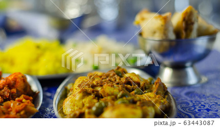 Chicken jalfrezi and chicken curry with various Chicken jalfrezi and chicken curry with various 63443087