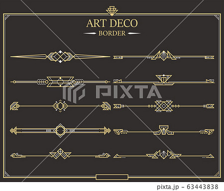Set of Art deco gold calligraphic page dividers. 63443838