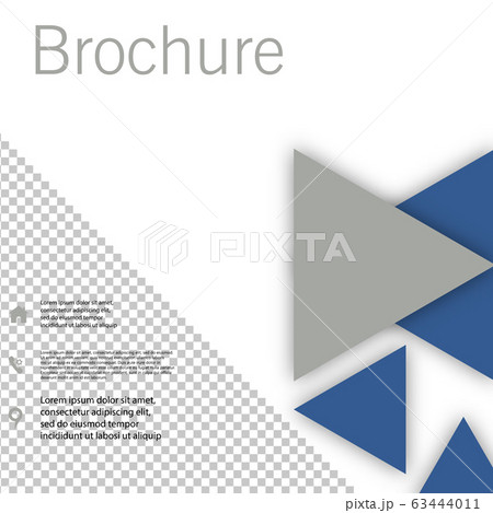 White brochure cover design. Fancy info banner mockup. Title sheet model set. Modern vector front page art. Urban city house folder style. triangle frame, logo icon. Ad flyer text font 63444011