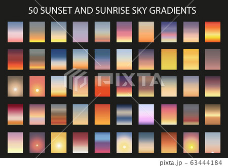 Sunset and sunrise gradient bundle. Sky backgrounds for nature landscapes. Vector poster or minimal 63444184